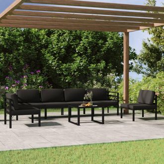vidaXL Set Muebles De Jard&iacute;n 7 Pzas Y Cojines Aluminio Gris Antracita Vidaxl