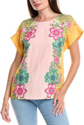 T Tahari Linen-Blend Blouse