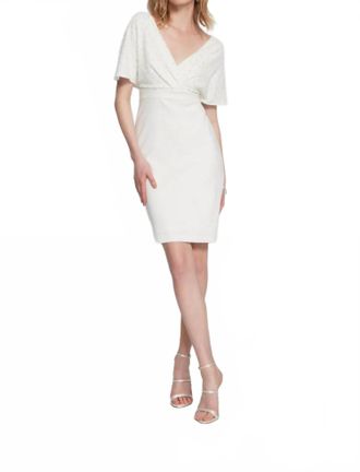 Joseph Ribkoff Wrap Dress With Pearl Detail In White