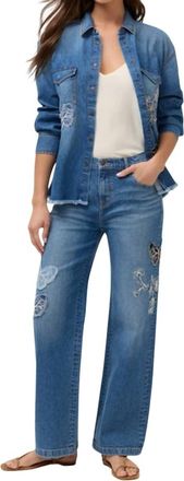 Johnny Was Straight Wide Leg Jean In Medium Wash