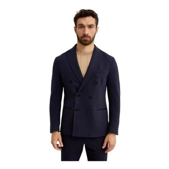 Fay Blazers, male, Blue, Size: M Navy Double-Breasted Blazer