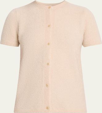 The Elder Statesman Cozy Cashmere Boucle Knit Crewneck Cardigan