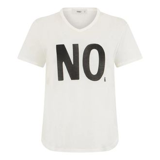 Fendi Camiseta de algod&oacute;n con estampado - Tops - Mujer - Blanco - XS