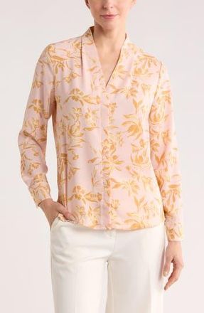 Nordstrom Rack V-Neck Long Sleeve Top in Pink- Yellow Sunset Floral at Nordstrom Rack, Size X-Large