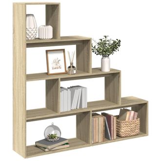 Berkfield Home Room Divider Bookcase 4-Tier Sonoma Oak 143.5x29x143.5 cm Engineered Wood in Brown