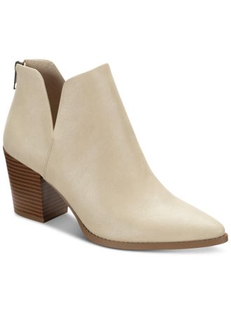 Sun + Stone Womens Eliza Faux Leather Almond Toe Ankle Boots, Off-white, 5.5 UK