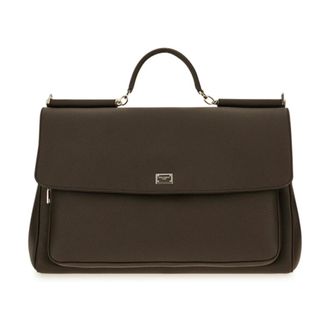 Dolce & Gabbana My Sicily Top-Handle Bag - Heren - Tassen - Bruin - Maat: ONE Size Katoen