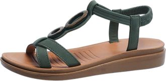 Generic Womens Flat Sandals Lightweight Casual Summer Sandals Open Toe Stylish Comfy Breathable Versatile Slip On Shoes with Elastic Ankle Strap Beach Outdoor