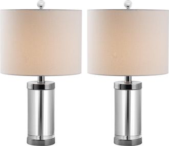 Safavieh Set de 2 l&aacute;mparas de mesa en poli&eacute;ster, transparente