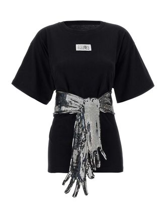 Maison Margiela Short-Sleeve Black T-Shirt with Disco-Style Gloves