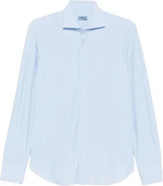 Barba Overhemden, Heren, Blauw, S, Katoen, Heren overhemd met spreadkraag