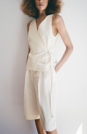 Mango Wrap Jumpsuit in Ecru at Nordstrom, Size Medium