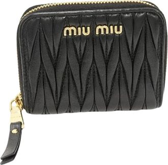 Miu Miu Pre-owned Leren Portemonnee - Dames - Vintage Accessoires - Zwart - ONE Size - Leer - Vintage