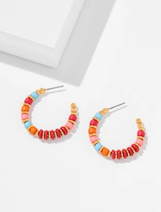 Talbots Celestine Hoop Earrings - Strawberry Ice - 001 Talbots