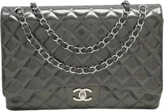 Chanel Pre-owned Double Flap Tas - Dames - Vintage Schoudertas - Grijs - ONE Size - Leer - Vintage