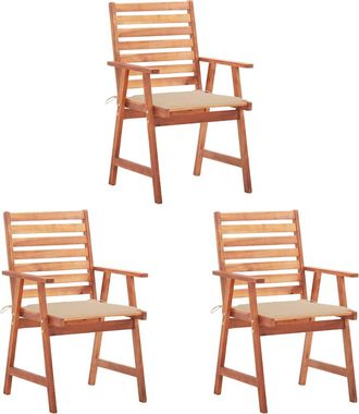 vidaXL Vidaxl - Sillas Comedor De Jard&iacute;n 3 Uds Madera Maciza Acacia Y Cojines