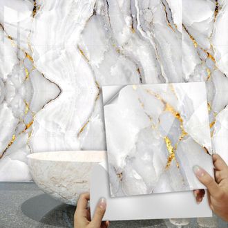 OEM Pegatinas Adhesivas Para Cocina De 30x30 Cm, Pegatinas De Pared De M&aacute;rmol Dorado Para Cocina, Pegatinas Adhesivas Para Azulejos De Cocina, Pegatinas D