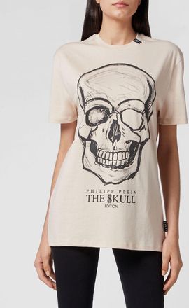 Philipp Plein T-shirt Skull in jersey con stampa logo a contrasto