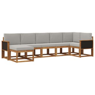 vidaXL Conjunto De Sof&aacute;s De Exterior 7 Pcs Natural Y Gris Claro Vidaxl