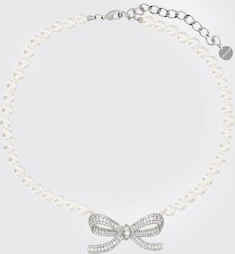 Self Portrait Collana Self-Portrait in ottone con strass incastonati e perle sintetiche