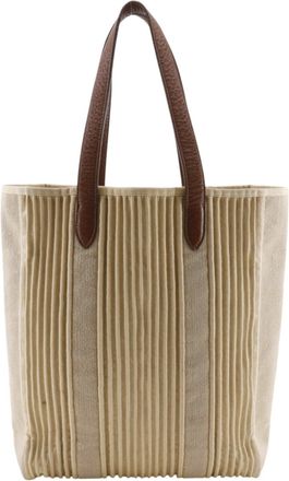 Herm&egrave;s Beige Canvas Tote Bag (Pre-Owned)