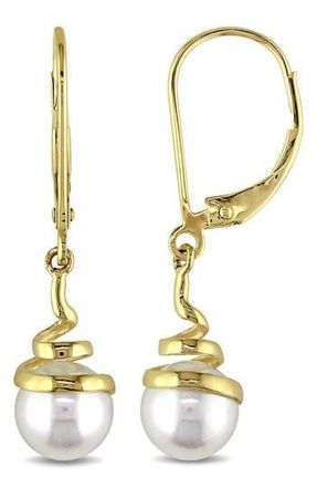 Delmar 10K Yellow Gold Cultured Pearl Spiral Drop Earrings at Nordstrom Rack