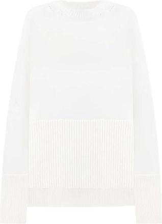 Dondup Trui met geribde zoom - Dames - Ronde hals truien - Beige - XS - Wol - Truien & Vesten