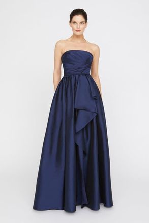 Theia Esmerina Taffeta Asymmetric Neck Gown in Navy at Nordstrom, Size 14