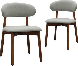 Laurel Green Flannelette Upholstered Dining Chair with Walnut Solid Wood Legs, Armless Chair Set of 2 for Kitchen, Restaurant, Living, Meeting Room