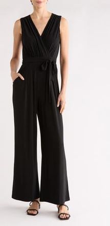 Vince Camuto Faux Wrap Wide Leg Jumpsuit in Black at Nordstrom Rack, Size X-Large