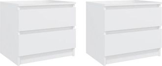 vidaXL Bed Cabinets 2 pcs White 50x39x43.5 cm Engineered Wood Vidaxl