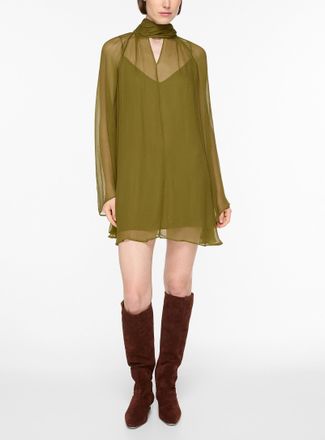 Staud Womens Esther chiffon chartreuse mini-dress