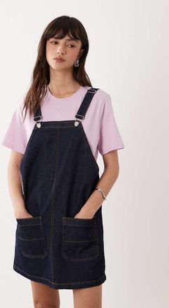 Miss Selfridge Vestito scamiciato in denim con fibbia-Blu