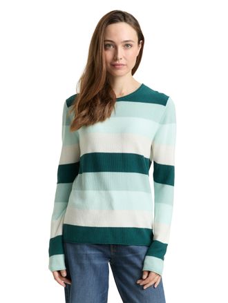 Tom Tailor Strickpullover TOM TAILOR Otto, Damen, Gr. XXL, gr&uuml;n mint, Strick, Obermaterial: 60% Baumwolle, 40% Viskose, gestreift, regular fit normal, Rundhals, 