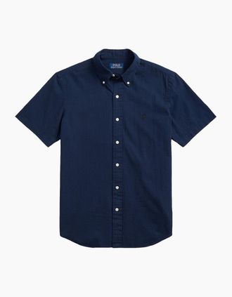Polo Ralph Lauren Mens Polo Ralph Lauren Seersucker SS Shirt 003 Astoria Navy - Size: 44/Regular