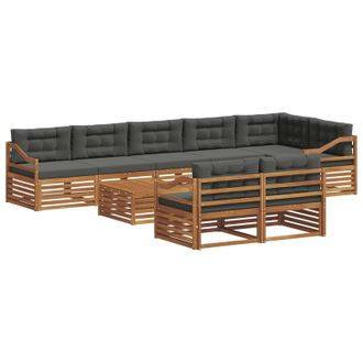 vidaXL Conjunto De Sof&aacute;s De Exterior 9 Pcs Natural Y Antracita Vidaxl