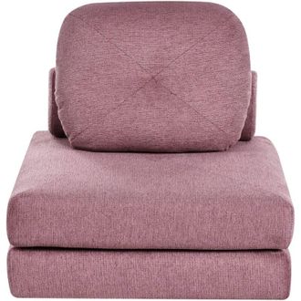 Beliani Divano moderno minimalista a 1 posto in tessuto Pouf letto singolo per ospiti con cuscino rosa Olden