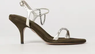 Chlo&eacute; Sandali in pelle di agnello con cinturino, strass e tacco a spillo