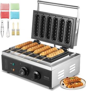 OEM 6 Pcs M&aacute;quina Para Hacer Gofres Comerciales, 1500 W, Acero Inoxidable Antiadherente, Para Gofres De Ma&iacute;z, Salchichas, Control De Temperatura Y Tiempo,