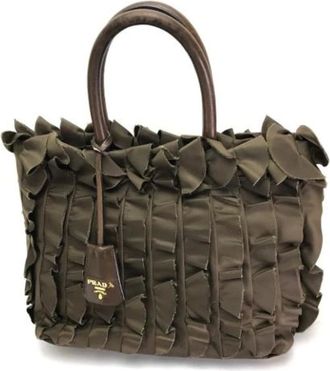 Prada Pre-owned Handbags, female, Brown, Size: ONE SIZE Pre-owned Canvas Handbag