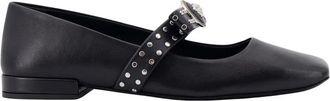 Versace Zwarte Ballerinas met Iconische Medusa Detail - Dames - Ballerinas - Zwart - 40 EU - Leer - Schoenen