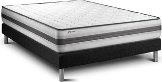 VITALIT Vitalit - Base Tapizada Negro + Colch&oacute;n Con Muelles Y Viscoel&aacute;stica 140 X 190