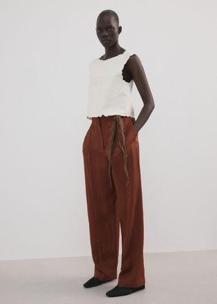 Mango Top ricamo fiori bianco sporco - Donna - S - MANGO