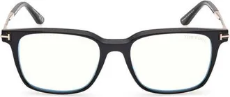Tom Ford 53mm Square Optical Glasses in Shiny Black/shiny Rose Gold at Nordstrom