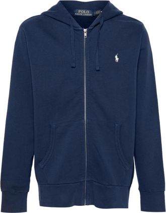 Ralph Lauren Sweatshirt met rits en Polo Pony-motief - Heren - Vesten met rits - Blauw - XL - Katoen - Hoodies & sweatvesten