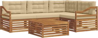 vidaXL Conjunto De Sof&aacute;s De Exterior 5 Uds. Natural Y Beige Vidaxl