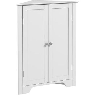Kleankin Kleankin - Corner Bathroom Cabinet, Recessed Doors and Adjustable Shelf, White