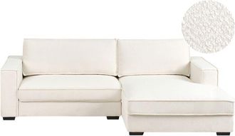 Beliani Beliani - Sof&aacute; Esquinero Moderno De Boucl&eacute; Respaldo Tapizado En Poli&eacute;ster Con Cojines Blanco Crema Izquierdo Renders