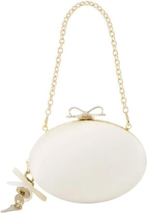 Self Portrait Embellished Bow Clutch Bag - Dames - Clutches - Beige - ONE Size - Satijn - Tassen