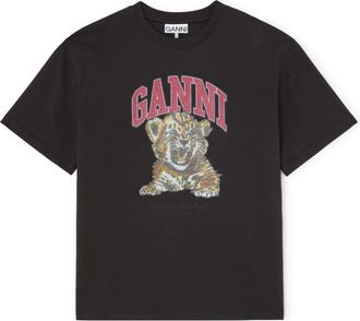 Ganni T-Shirts - Dames - T-shirts - Zwart - S - Katoen - Tops